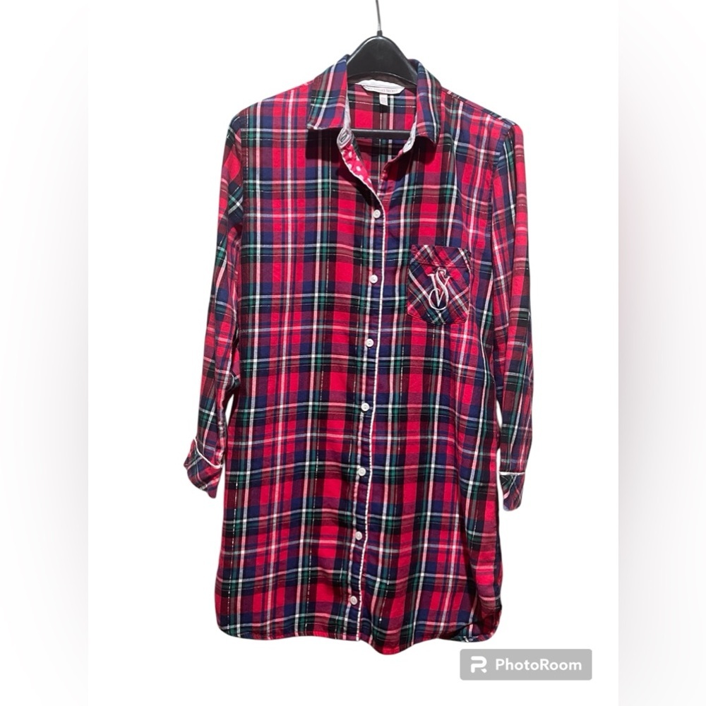 Victorias Secret Plaid Flannel Sleep Shirt Gown Size
XS